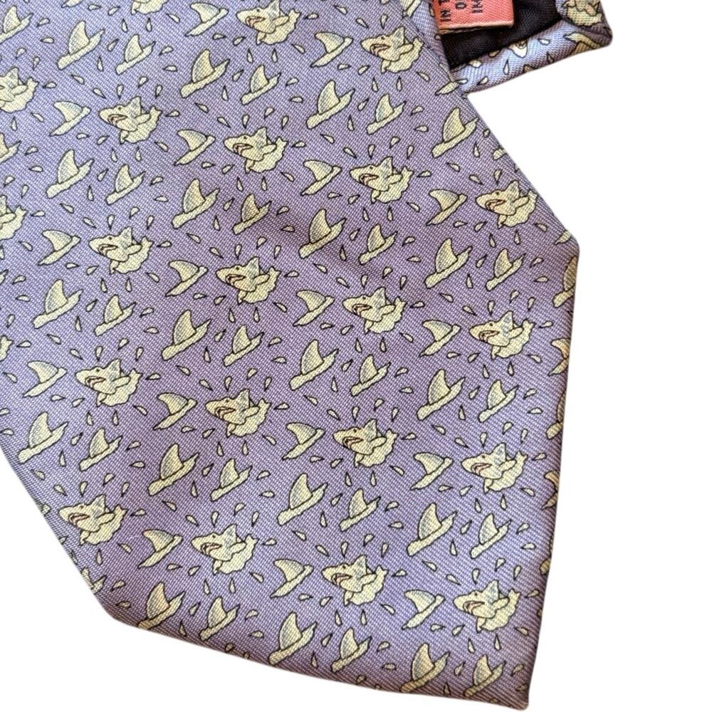 Vineyard Vines Silk Tie Periwinkle Blue Purple Shark Novelty Martha's Vineyard